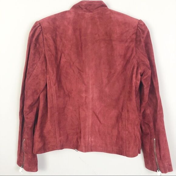 LUCKY BRAND | Suede Puff Sleeve Jacket Leather Brick Red/Orange NEW Women’s M - Picture 11 of 13